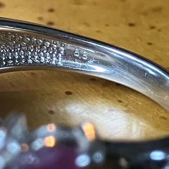 Genuine Ruby Sterling Silver Ring Size 7 - Picture 7 of 10